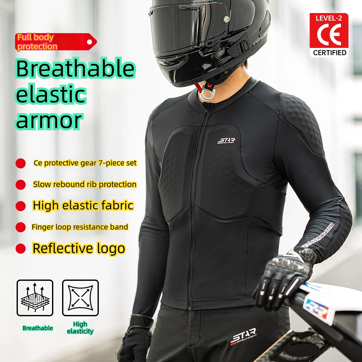 

Motorcycle Cycling Clothing Summer Breathable Mesh Armor Clothing CE Certified Softshell Motorcycle Men's SKJ868