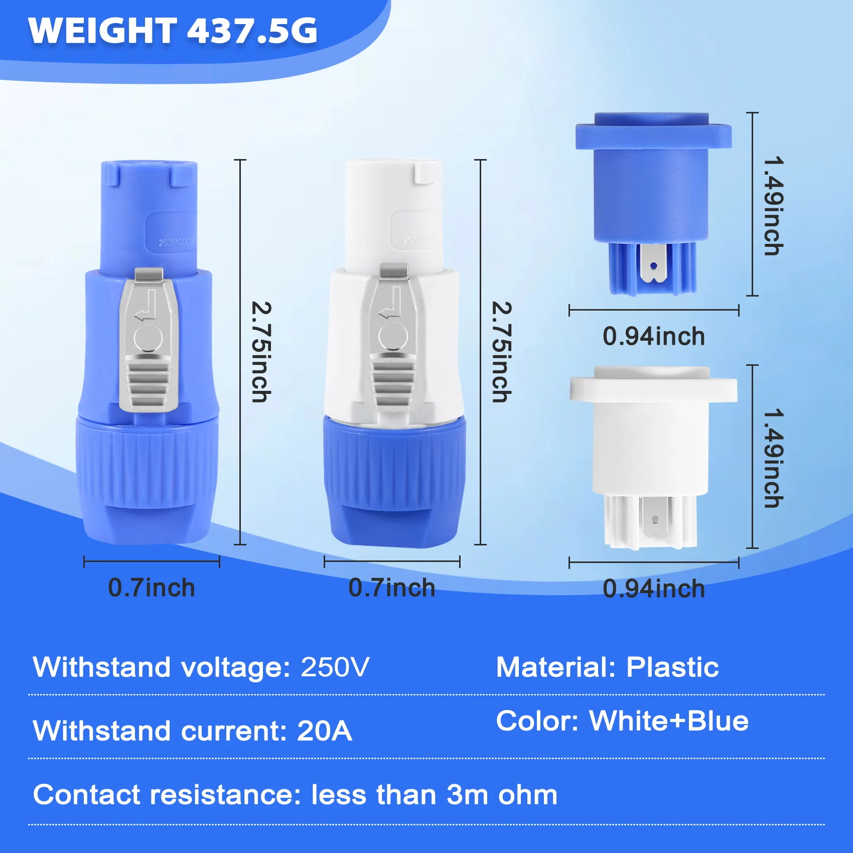 RISEN 10 مجموعة PowerCON نوع A NAC3FCA + NAC3MPA-1 محول لوحة توصيل الهيكل