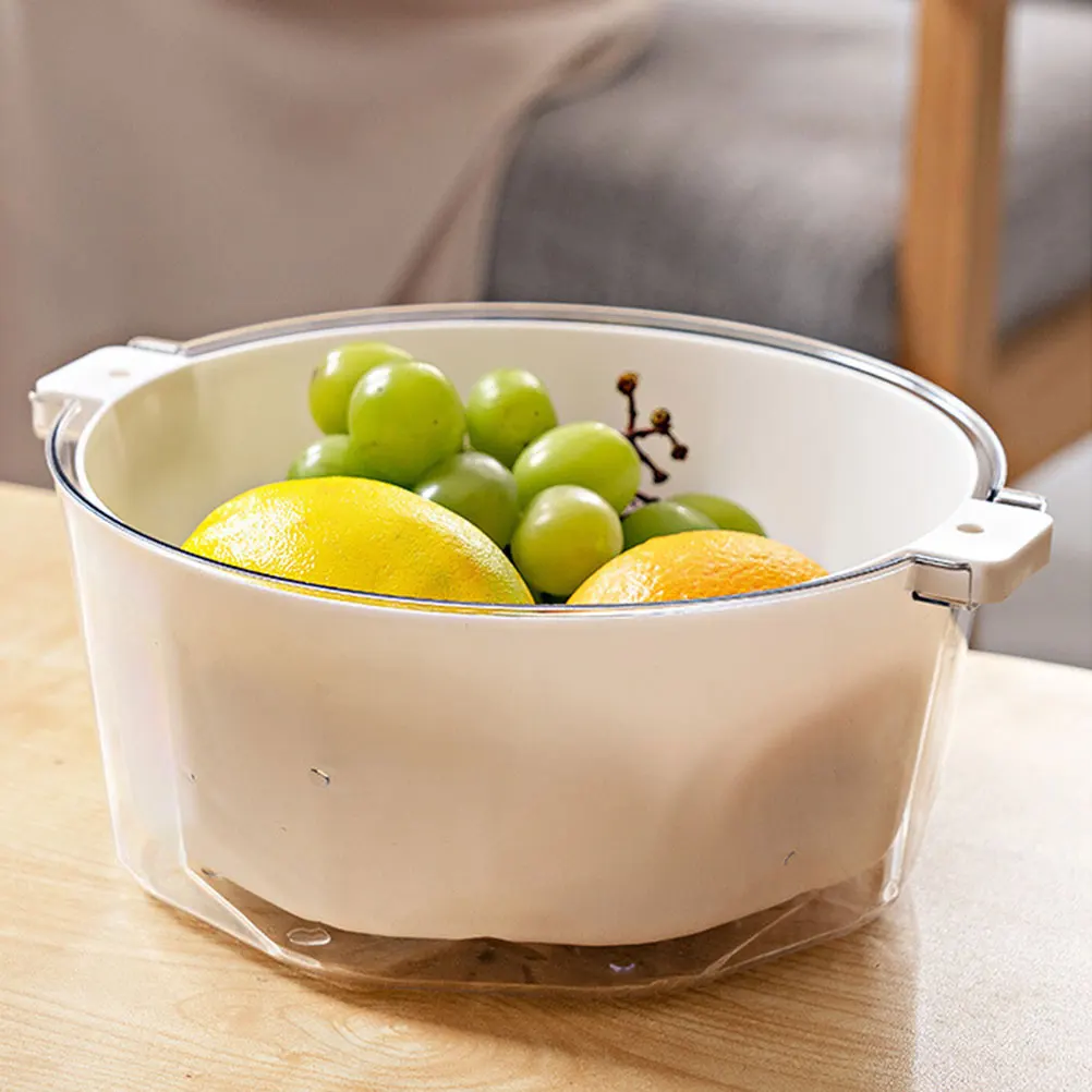 

Double Layer Draining Basket Small White Kitchen Sink Fruit Washing Strainer Vegetable Filter detachable draining basket