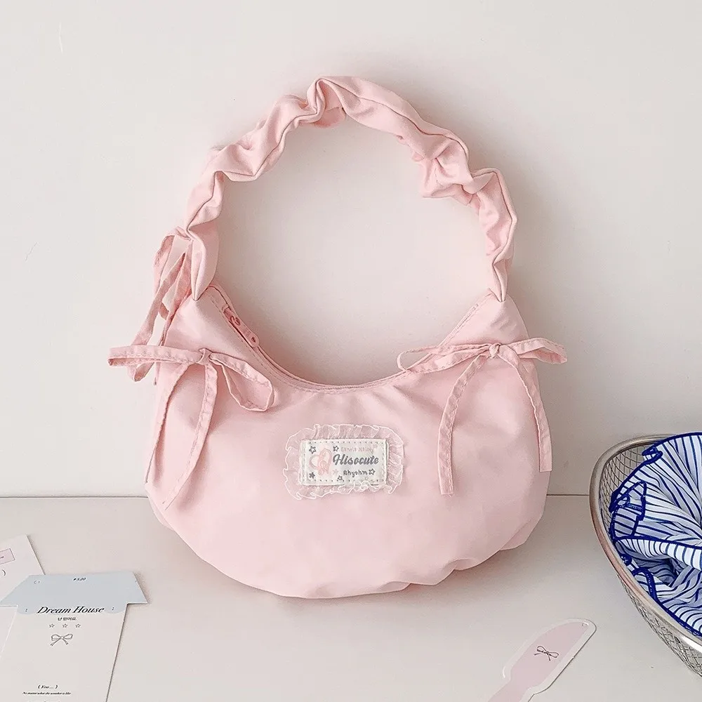 Cute Bow Decor Shoulder Bag Multifunctional Large Capacity Women Handbag Makeup Bag