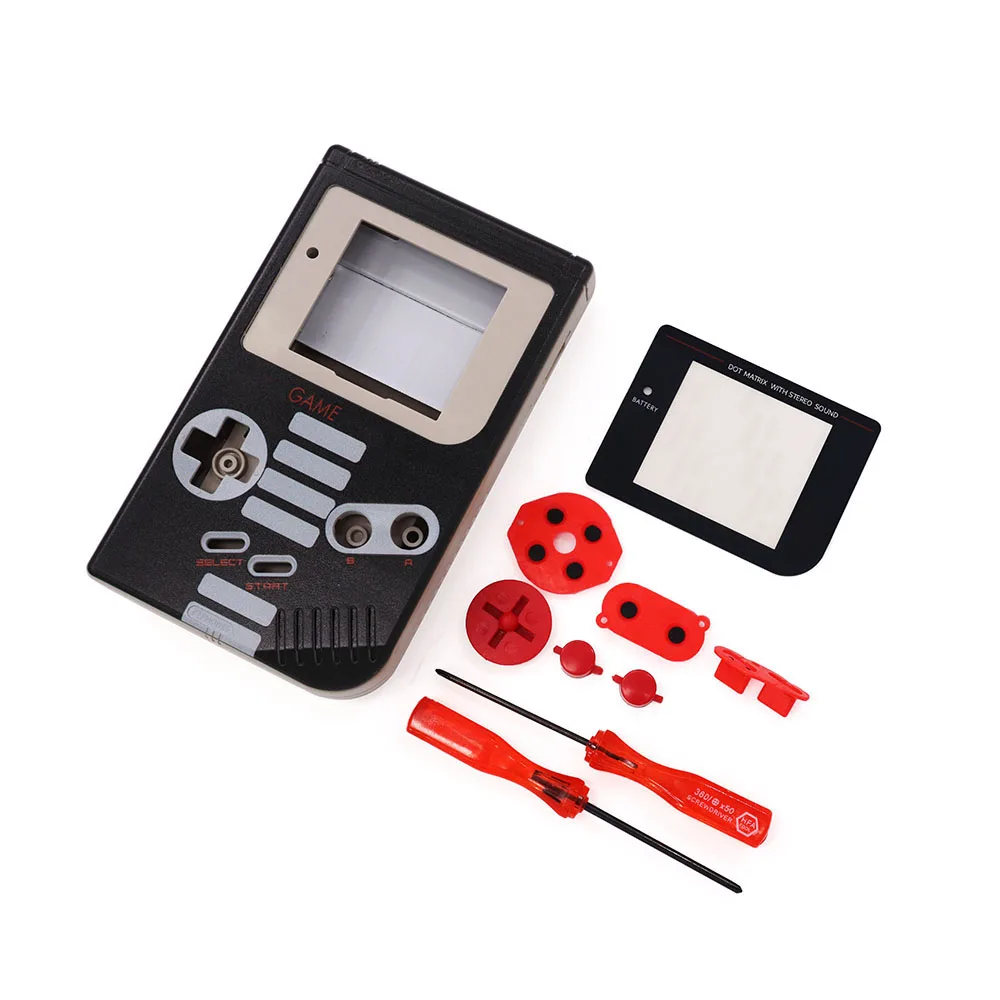Nes Versie Op Maat Gemaakte Uv-Print Volledige Behuizing Shell Case Met Alle Rode Knoppen Vervanging Shell Case Voor Game Boy Gb Dmg