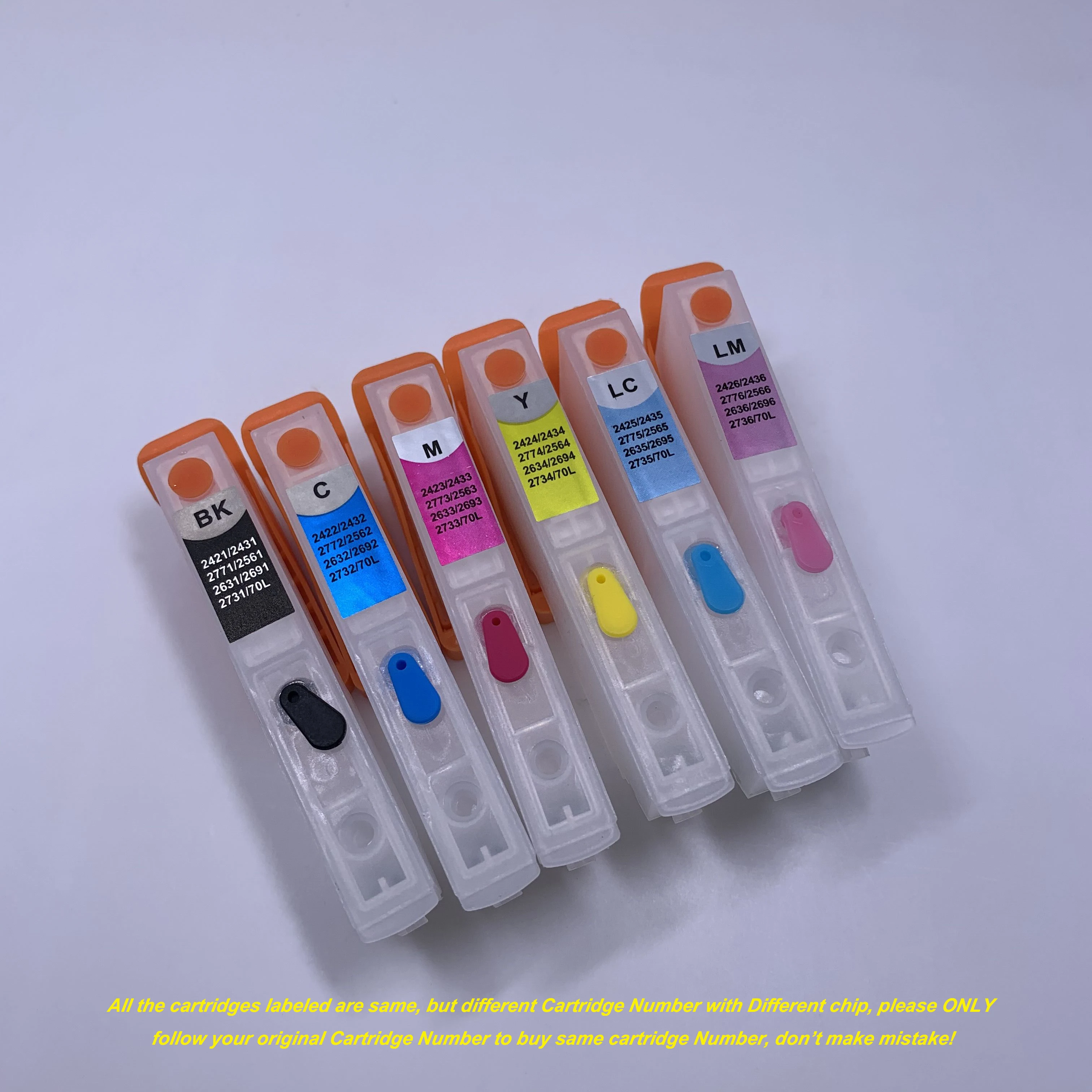 6PCS Refillable Ink Cartridge T2431 T2432 T2433 T2434 T2435 T2436 for Epson XP-750 XP-850 XP-950 XP-860 XP-55 XP-760 XP-960