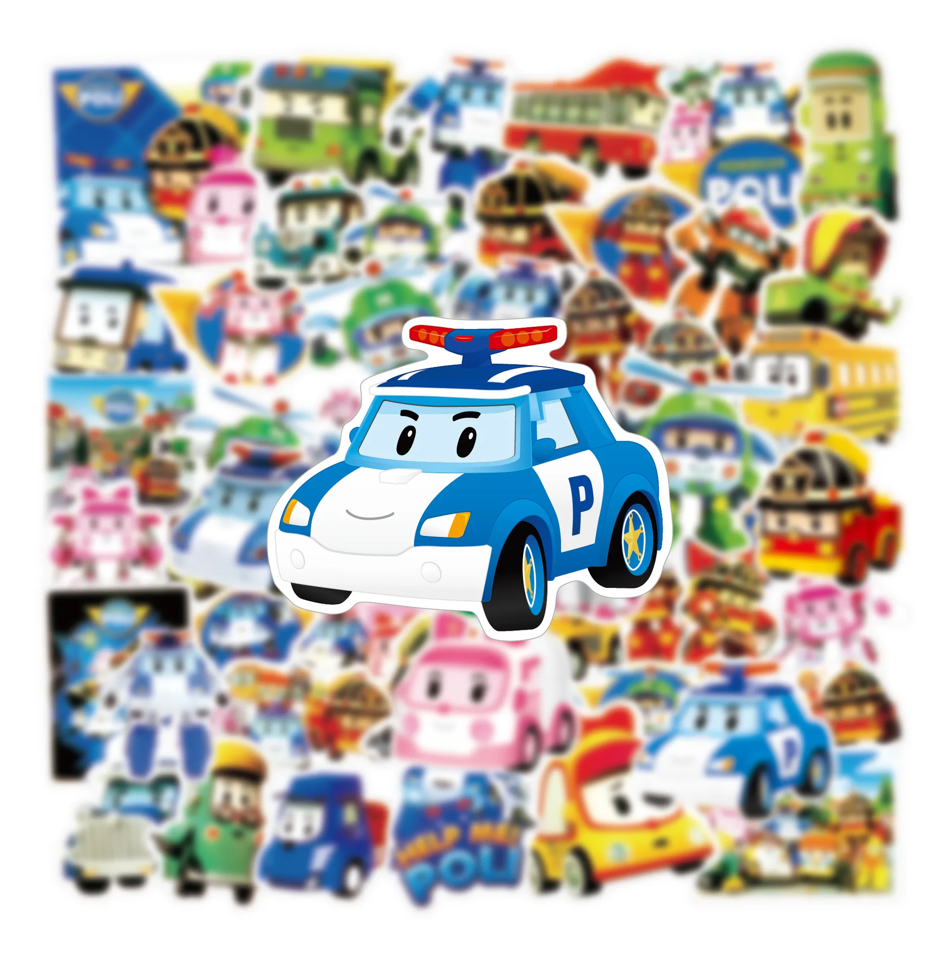 51pcs Cartoon Traffic Safety with Poli Children's Creative Handbook Stickers