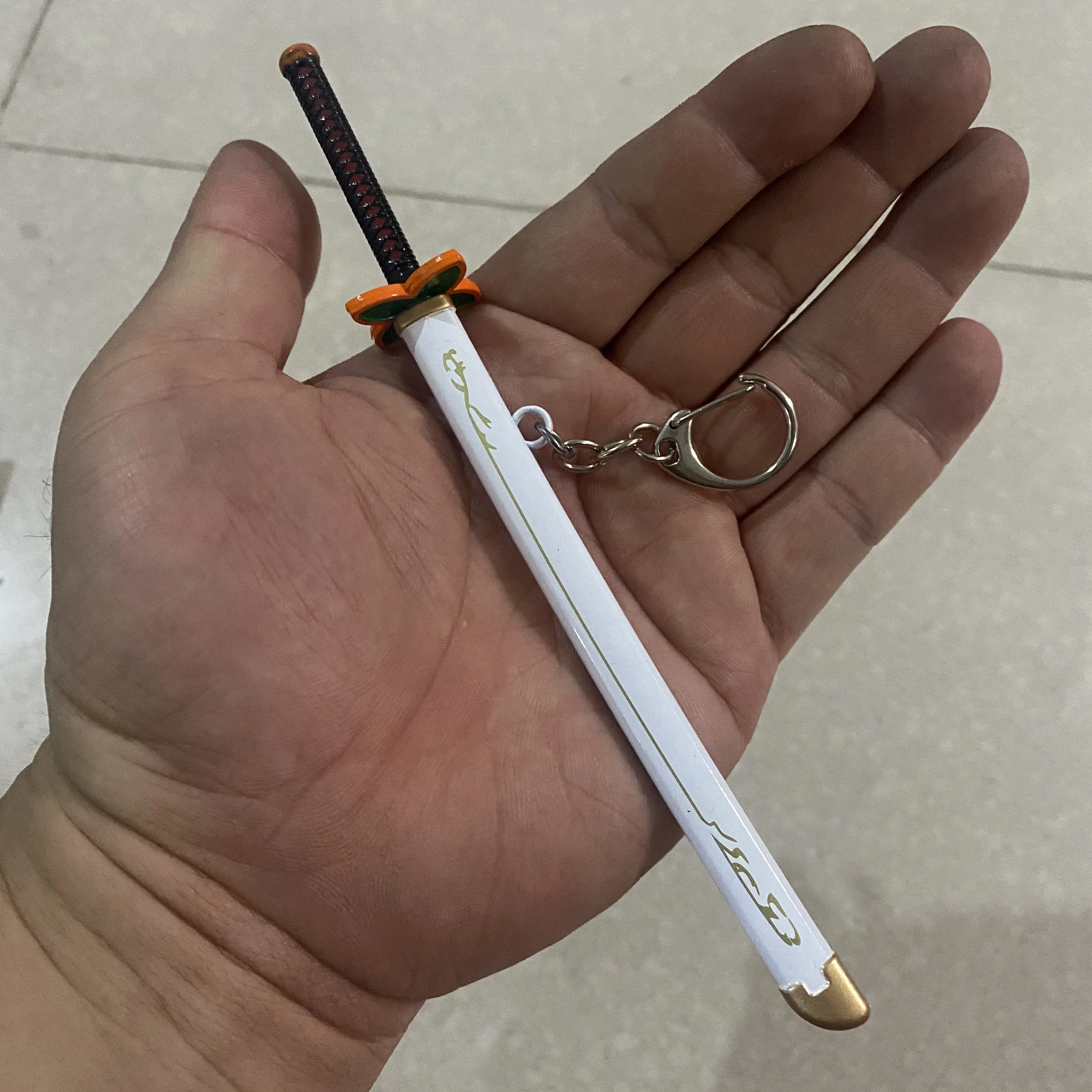 Mini Espada Shinobu de Mariposa Unisex de 17 cm/6.7 pulgadas, Modelo de Cosplay, Llavero, Anillo, Regalo