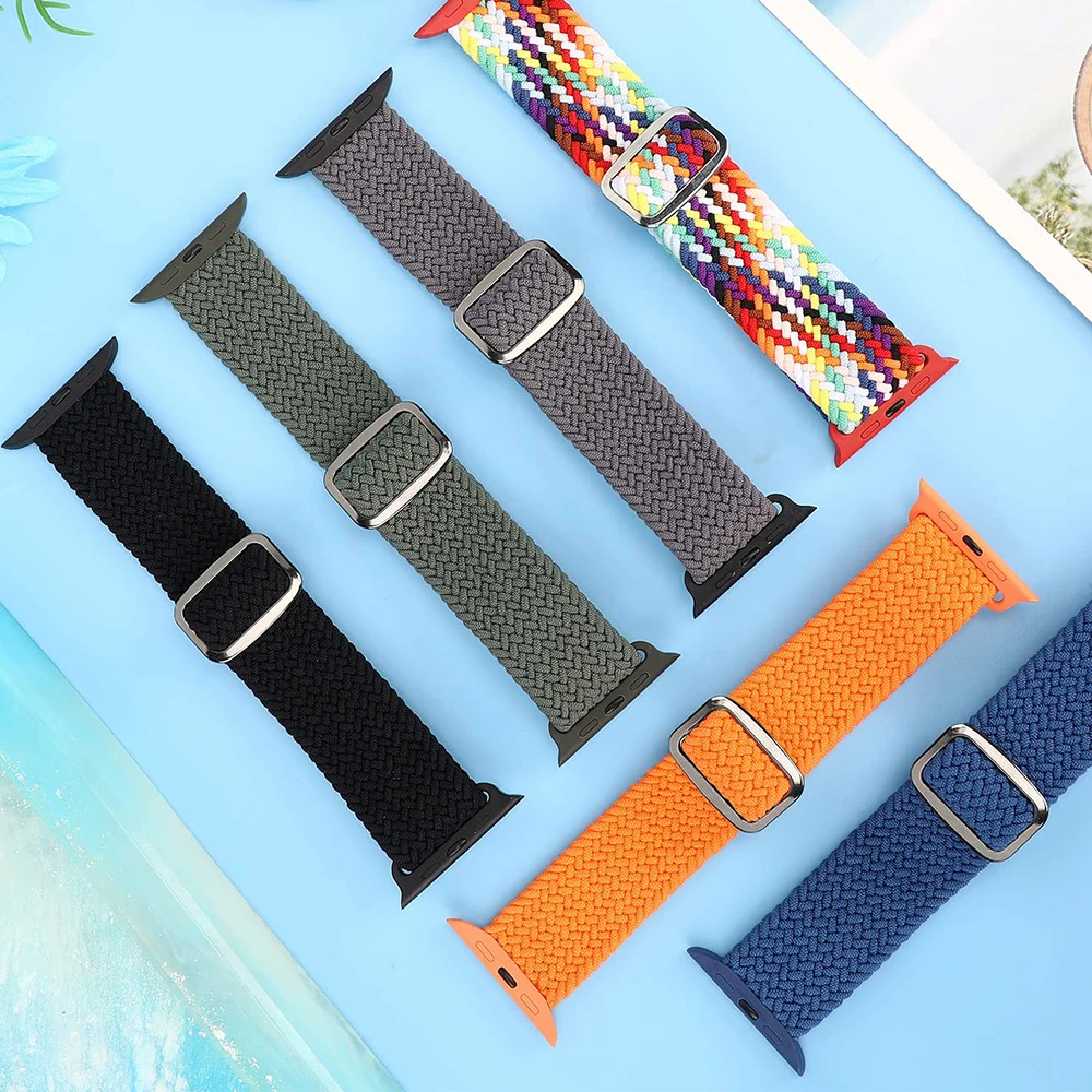 애플 워치 밴드용 나일론 스트랩, 브레이드 솔로 루프 팔찌, 한국 iwatch 시리즈 9 8 7 6 5 3 울트라 2 SE, 44mm, 40mm, 49mm, 45mm, 41mm