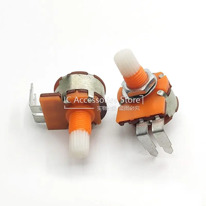 10PCS WH149 Potentiometer With Switch B500K B504 Speed Regulating Dimming Light Board 2Pin Bent Feet With Nut Gasket Shaft 15MM