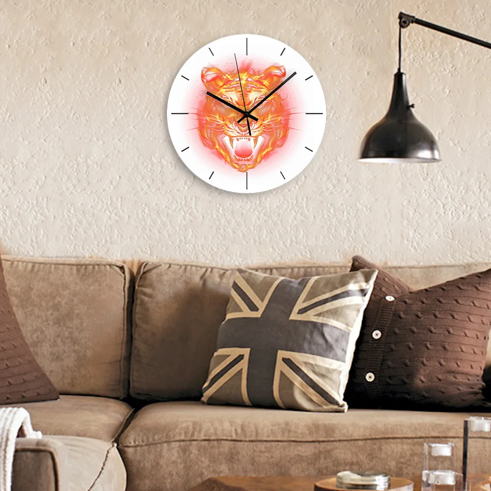 Angry Tiger Wall Clock for Living Room Bedroom Home Decor Creative Fashionable White Minimalist Best Seller on Amazon