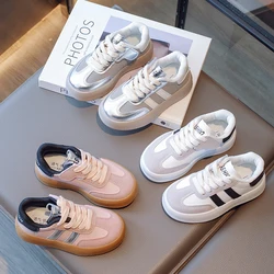 Quattro stagioni sezione Sneakers per bambini argento nuovi ragazzi ragazze scarpe Gump 4-16 anni rosa morbido antiscivolo scarpe da tavola per bambini