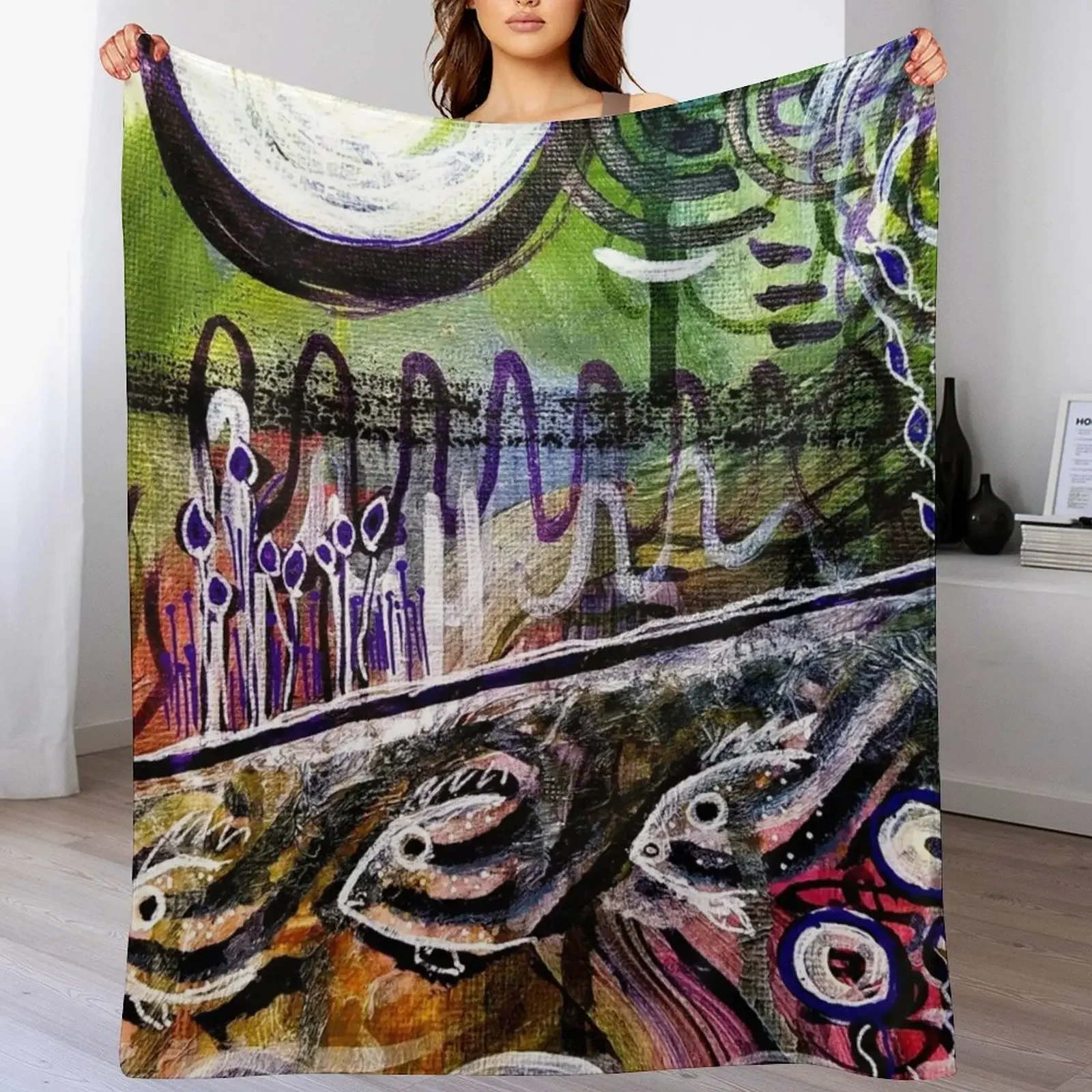 Moon Shine Bright Throughout The Night Throw Blanket Lightweight Cozy Blanket for Bed Sofa