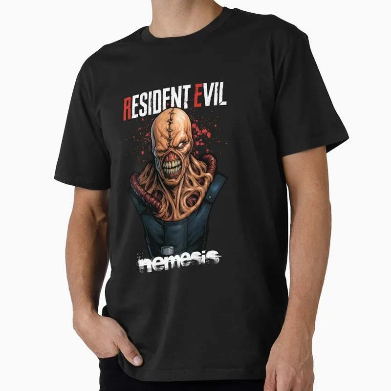 Vintage Resident Evil Project Nemesis T‑Shirt Biohazard RE3 Horror Movie Game Graphic Print Tee Retro Unisex Streetwear Tops