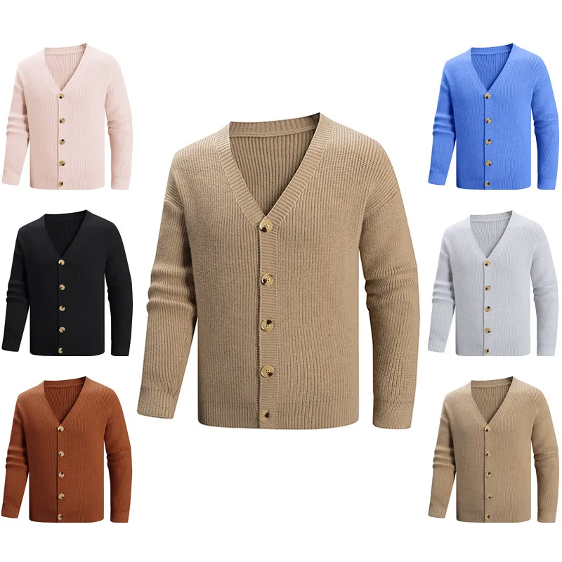 

Невыцветающий мужской вязаный свитер большого размера, повседневный, V-Ne Long Sve, полиэфирное волокно, смесь хлопка, теплая, удобная K...