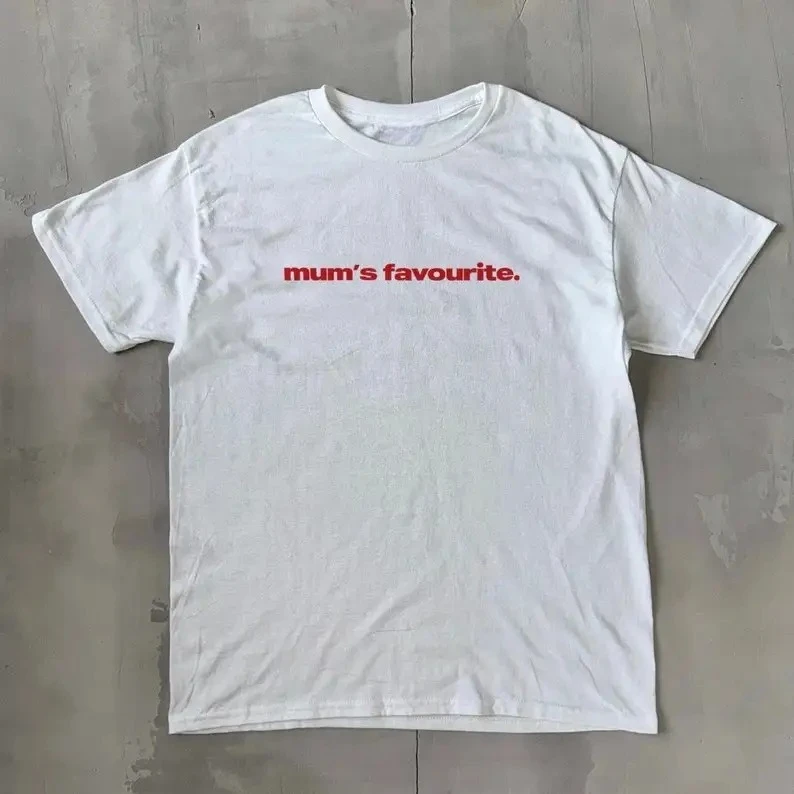 Mum's Favourite klassisches Unisex-T-Shirt mit Slogan-Aufdruck, Damen- und Herren-T-Shirt, 90er-Jahre-Vintage-Streetwear, Y2k, lockere Damen- und Herrenbekleidung – Detail 3