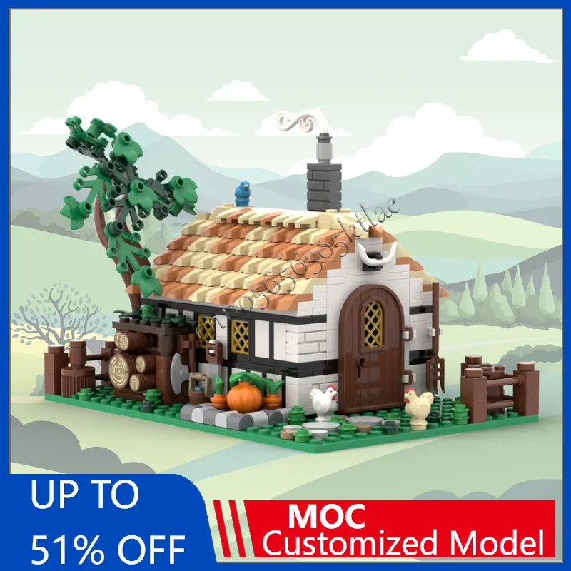 

Hot 619 PCS MOC Medieval Castle Street View Model Building Bricks Farmer Cottage Modular Technology Gifts Holiday Assemble Toys