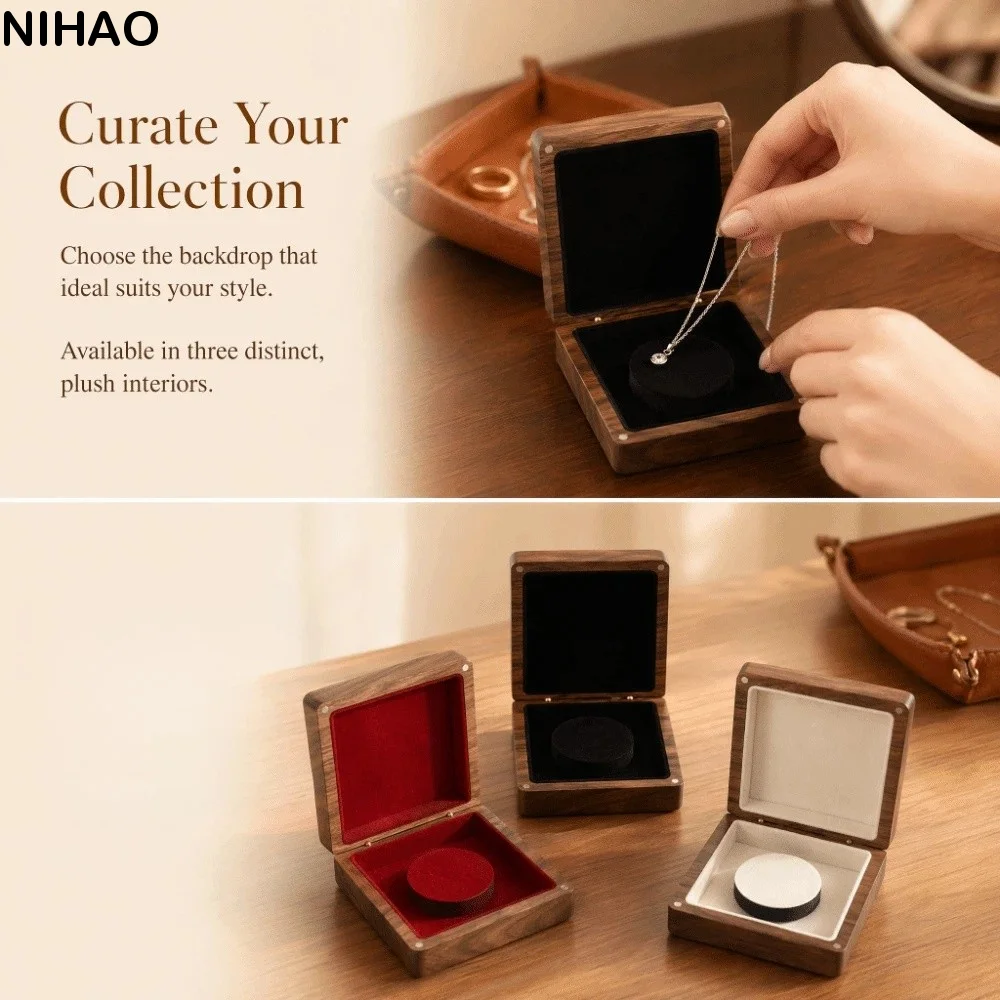 Luxury Walnut Wooden Bracelet Holder Square Anti-collision Hand Chain Box Magnetic Packaging Jewelry Storage Case Gifts