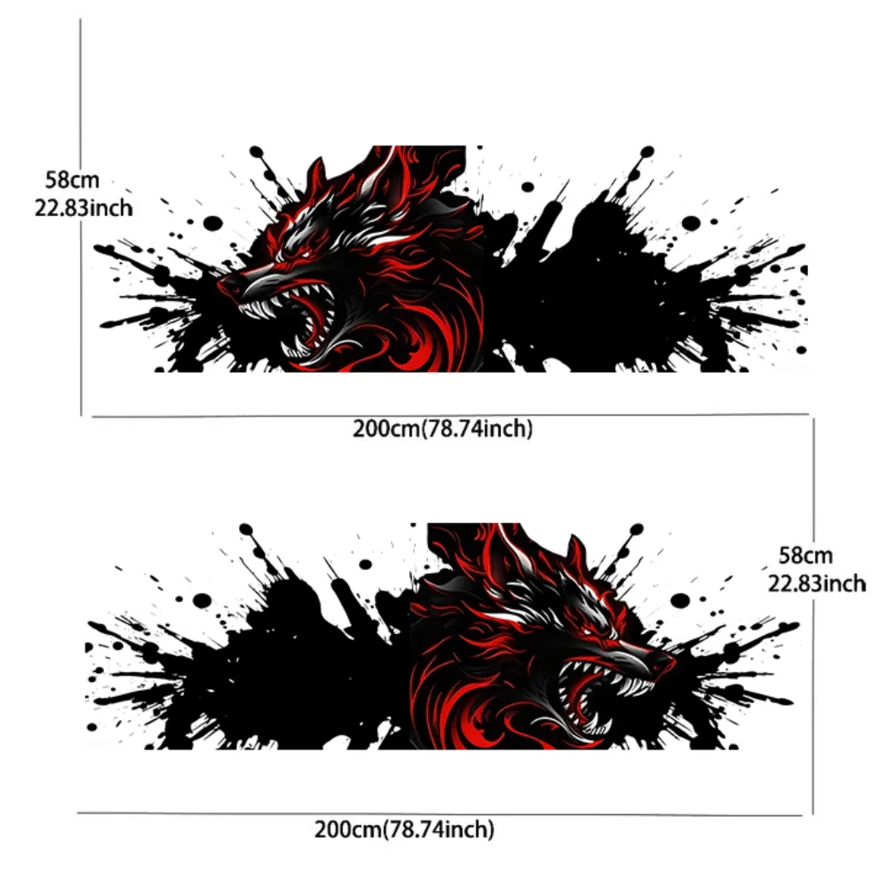 fierce wolf baring its teeth car sticker; full-body decal decoration covering scratches; waterproof car sticker car vinyl wraps