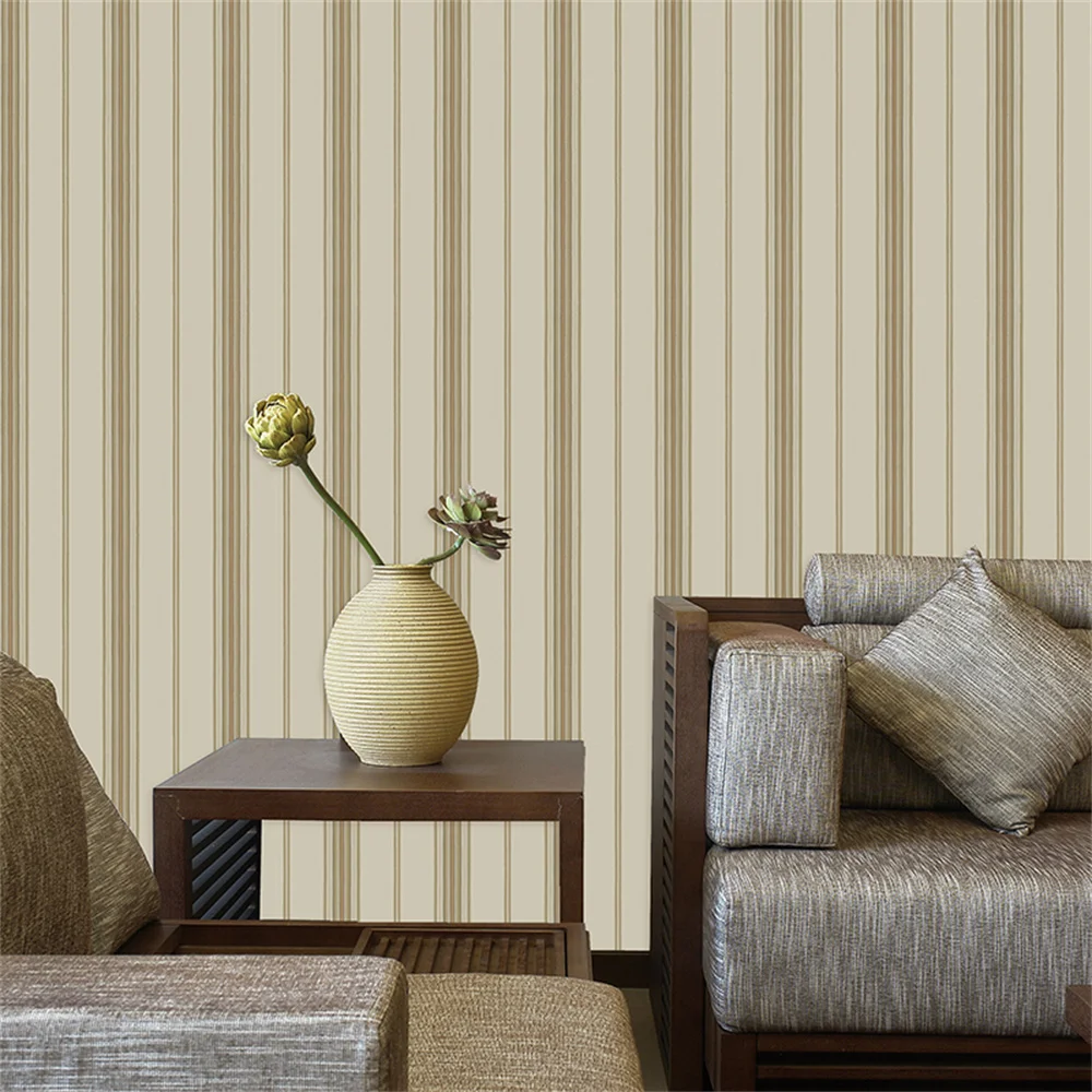 Papel De Parede Modern Beige Vertical Striped Wallpaper Roll Wall Covering Living Room Bedroom Background Wall Paper