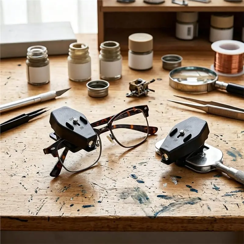 ABAE-Eyeglass Flashlight Clip LED Light Clip On Eye Glasses Light 4 Pcs Eyeglass Reading Light