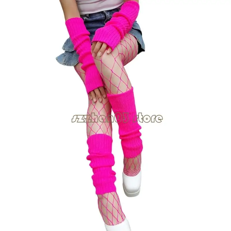 367C Women's Fingerless Set Acrylic Knit Leg Warmers For Fashion And Winter Commuting