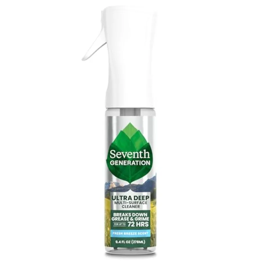 Seventh Generation Ultra Deep Probiotic Multi Surface Cleaner, 9.4 Fl Oz, Breeze, 80% USDA Biobased All Purpose Cleaning Spray,