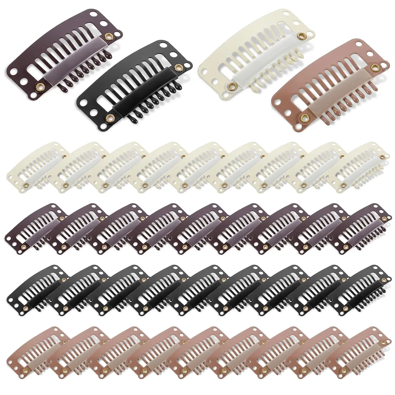 10/20/50Pcs 9-teeth Beige/Brown/Black Hair Extension Clips Hair Extension Wigs Snap Clips Comb Small Snap Wig Accessories Clips