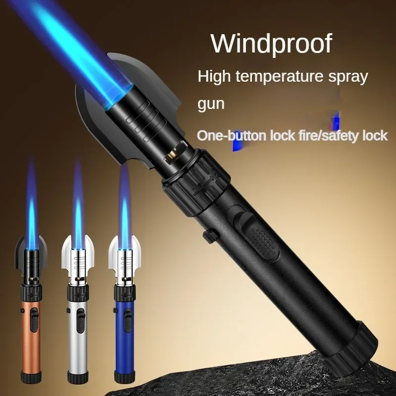 Metal Powerful Windproof Spray Gun Butane Gas Blue Flame Turbine Jet Torch Lighter Kitchen Cooking Welding BBQ Camping Tools