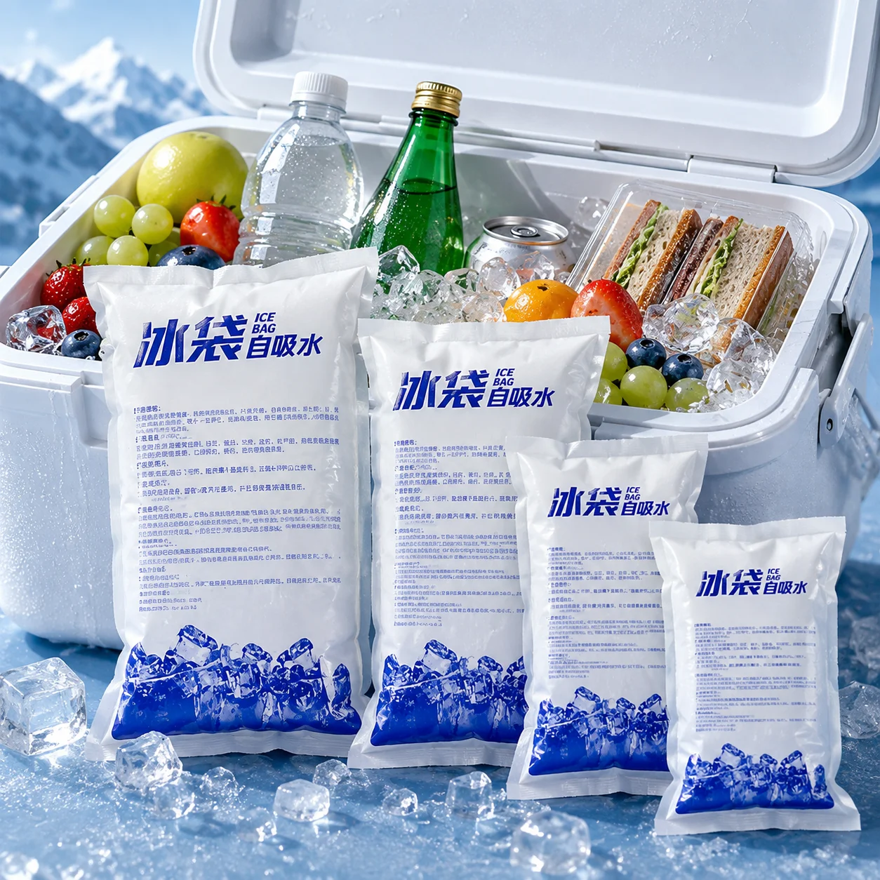 50PCS Water Activated Ice Pack Reusable Self Absorbing Ice Bag Dry Gel Cooling Pack for Lunch Box Cooler Food Shipping