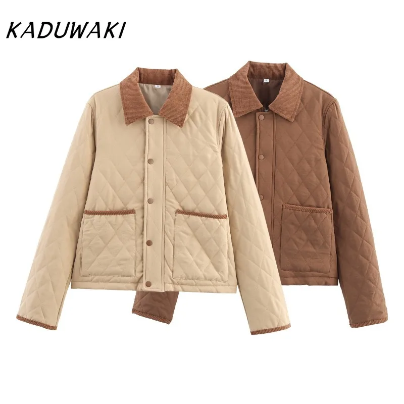 

KADUWAKI повседневные однотонные утепленные женские парки, элегантные однобортные женские парки с лацканами и карманами, осенне-зимнее модное женское пальто