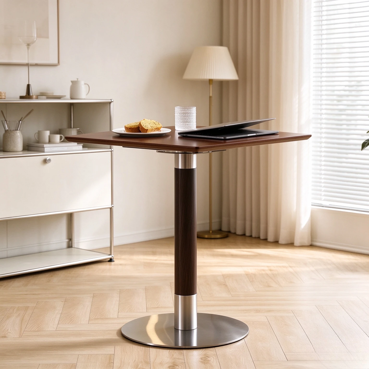 Scandinavian Solid Wood Round Coffee Dining Table, Bistro Reception Table for Balcony, Milk Tea Shop and Commercial Space