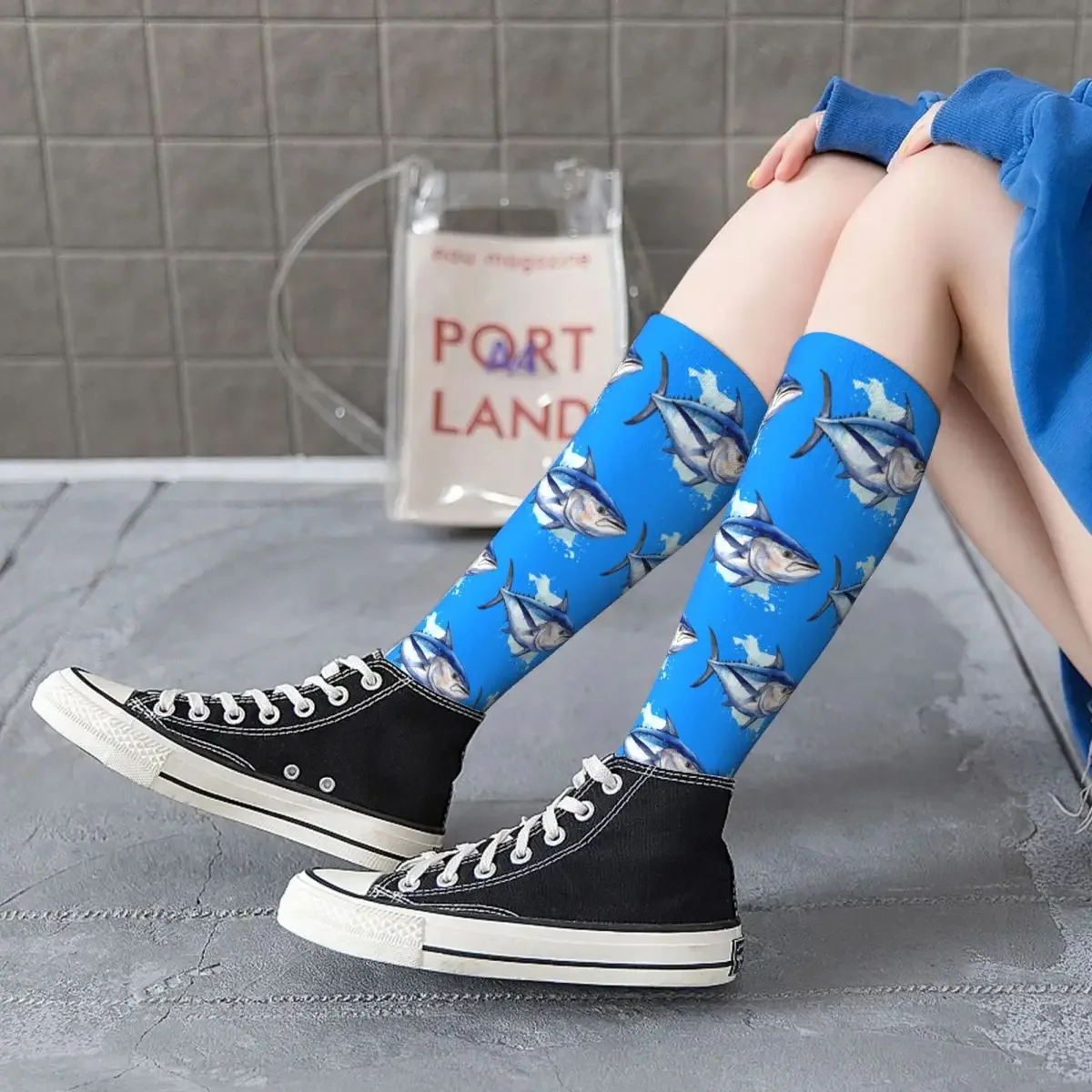 Calcetines con pintura de acuarela de atún Bluefin, medias súper suaves Harajuku, calcetines largos para todas las estaciones, accesorios para regalos Unisex