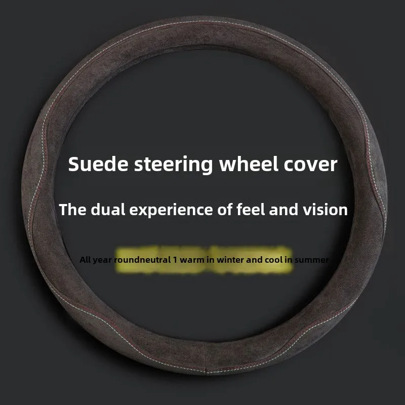 

Suede Car Steering Wheel Cover, Ultra-thin Anti-slip Suede Handlebar Cover, Suede Handlebar Cover, Universal for All Seasons