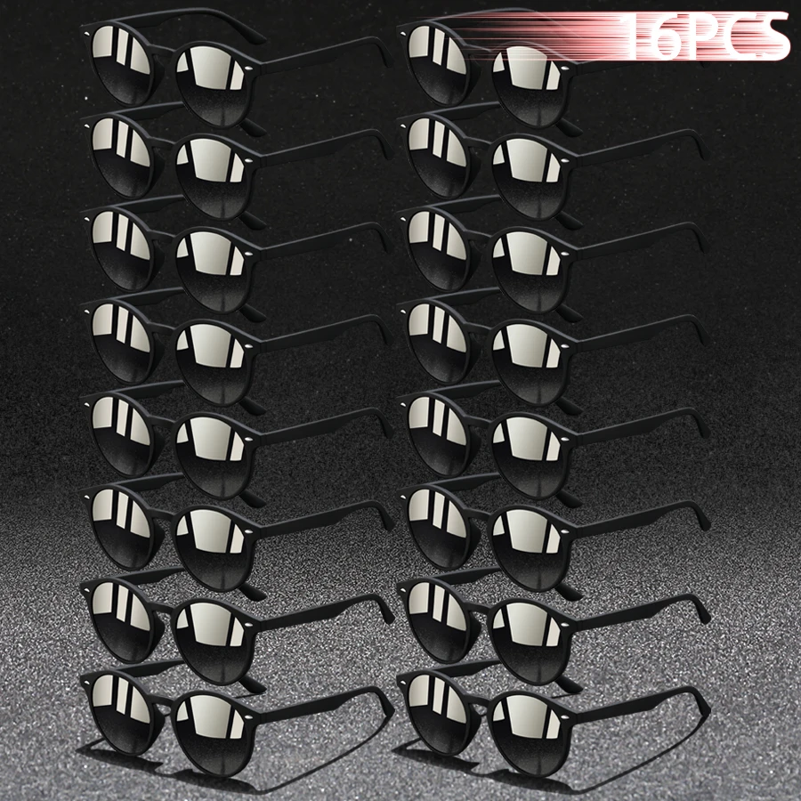 16PCS Fashion Classic Rotundity UV400 Sunglasses Men Women Driving Colorful Trendy Lightweight Outdoor Goggles