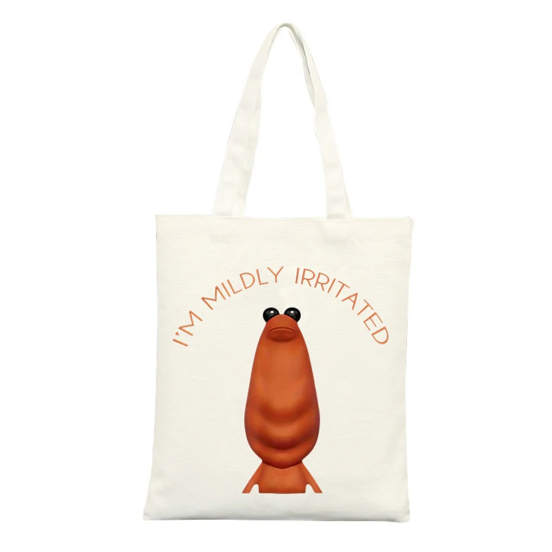 Canvas Tote Bag with Abstract Creature Graphic and Slogan-style Print, Ideal for Casual Daily Use and Shopping Outings