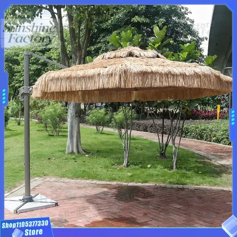 Factory Wholesale High Quality Customize Large Thatch Straw Patio Garden Parasol Roman Cantilever Umbrella Windproof