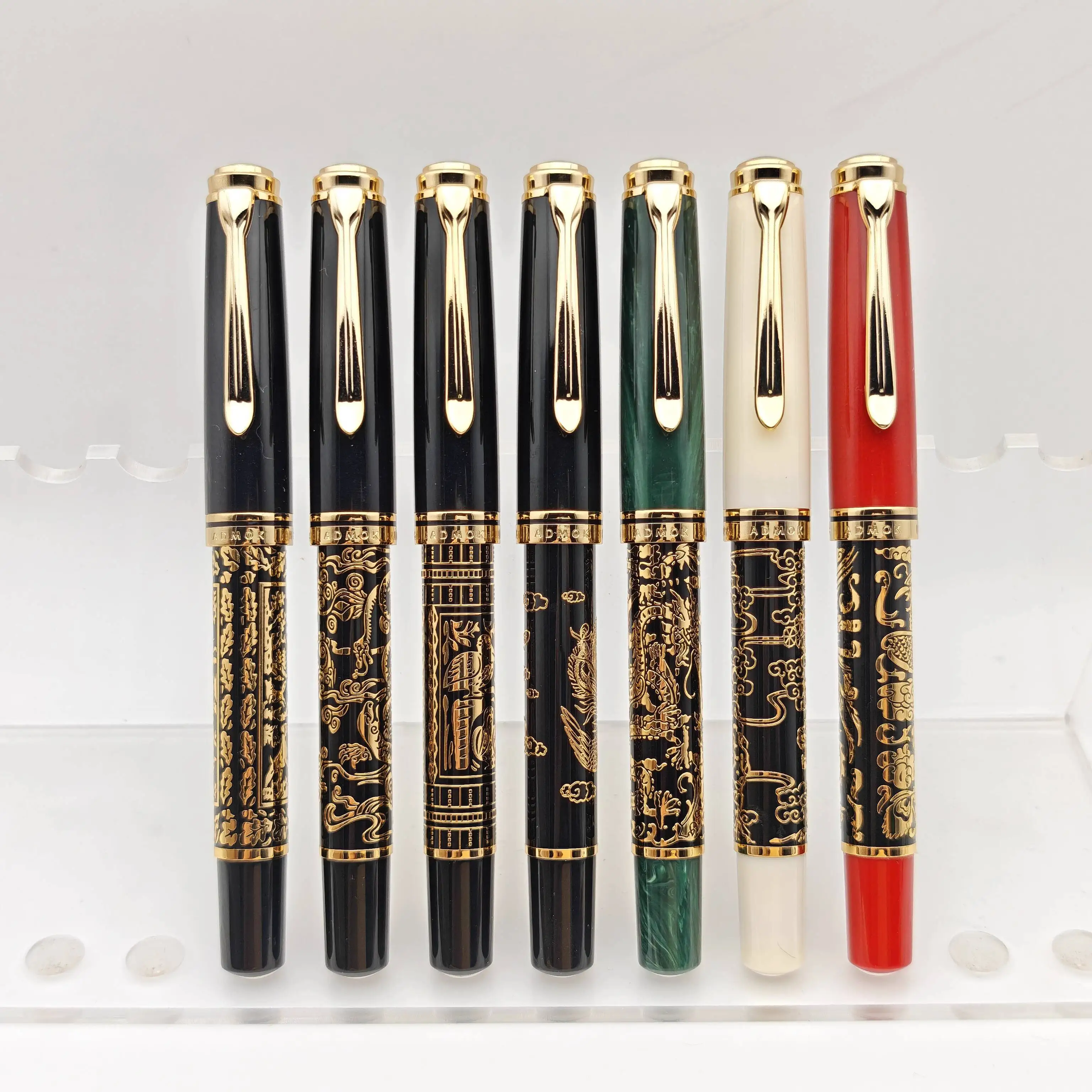 

ADMOK Simple 800 Fountain Pen Gold Carving Body , Piston Ink Filling Writing Fountain Pen
