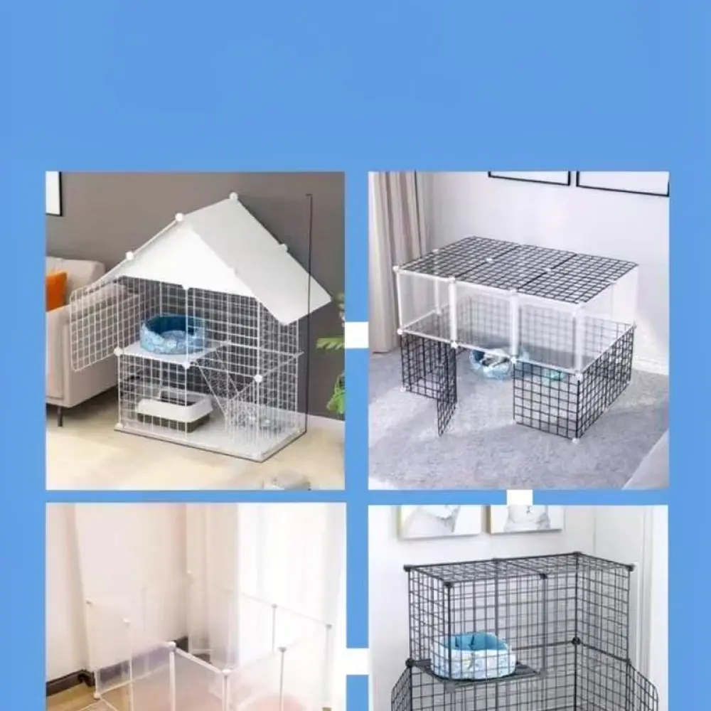 Foldable Metal Grid Pet Playpen Modular Exercise Fence For Dogs Cats Rabbits Portable Indoor Cage Home Storage Organizer