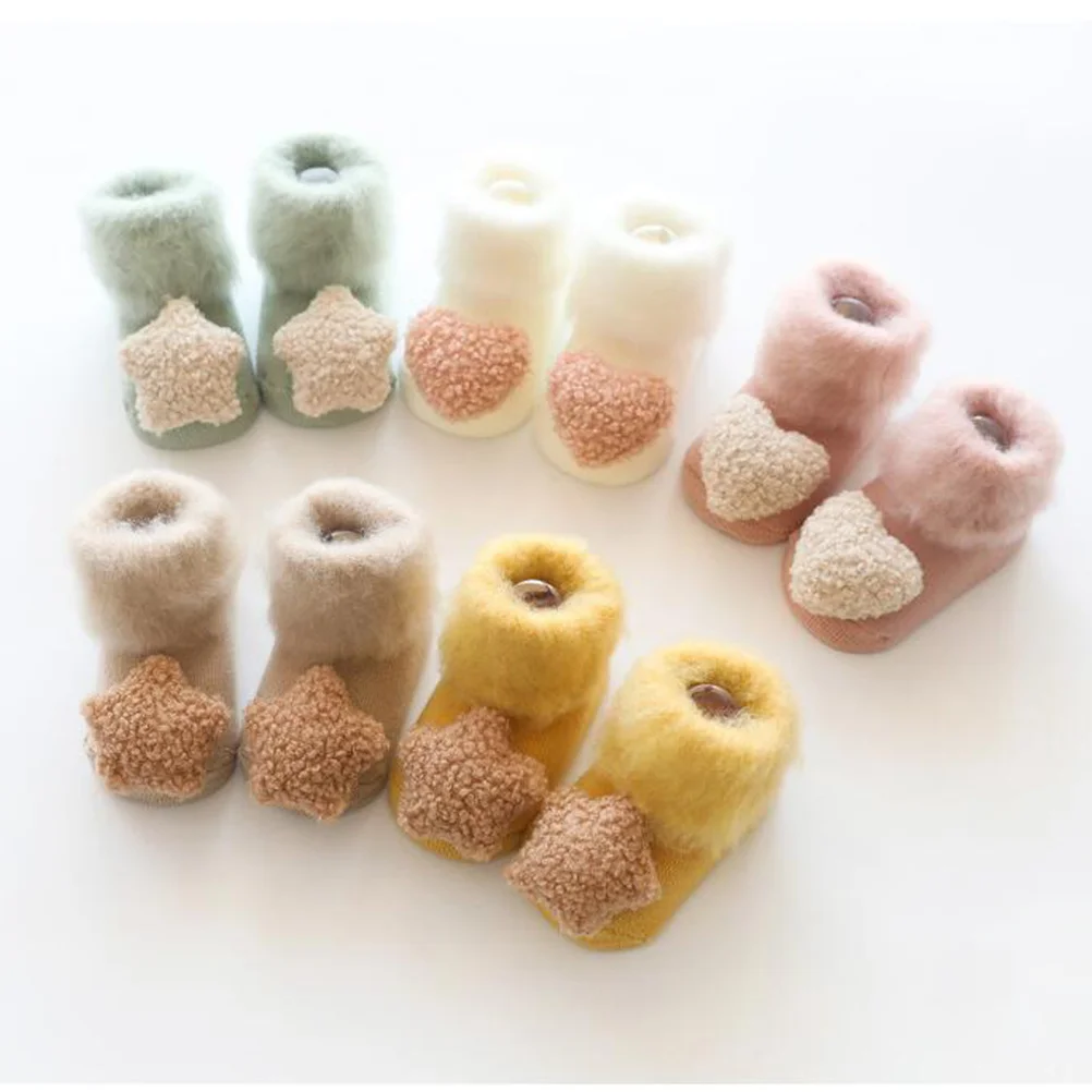 

1Pair Baby Floor Socks Winter Newborn Thicken Socks Adorable Non-Slip Comfortable Warm Pink Heart Sock for Kids
