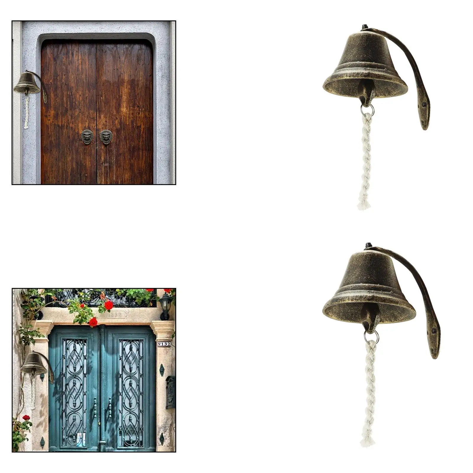 Multifunctional Iron Door Bell Wall Mounted Clear Sound Dinner Chime for Garden Patio Farmhouse