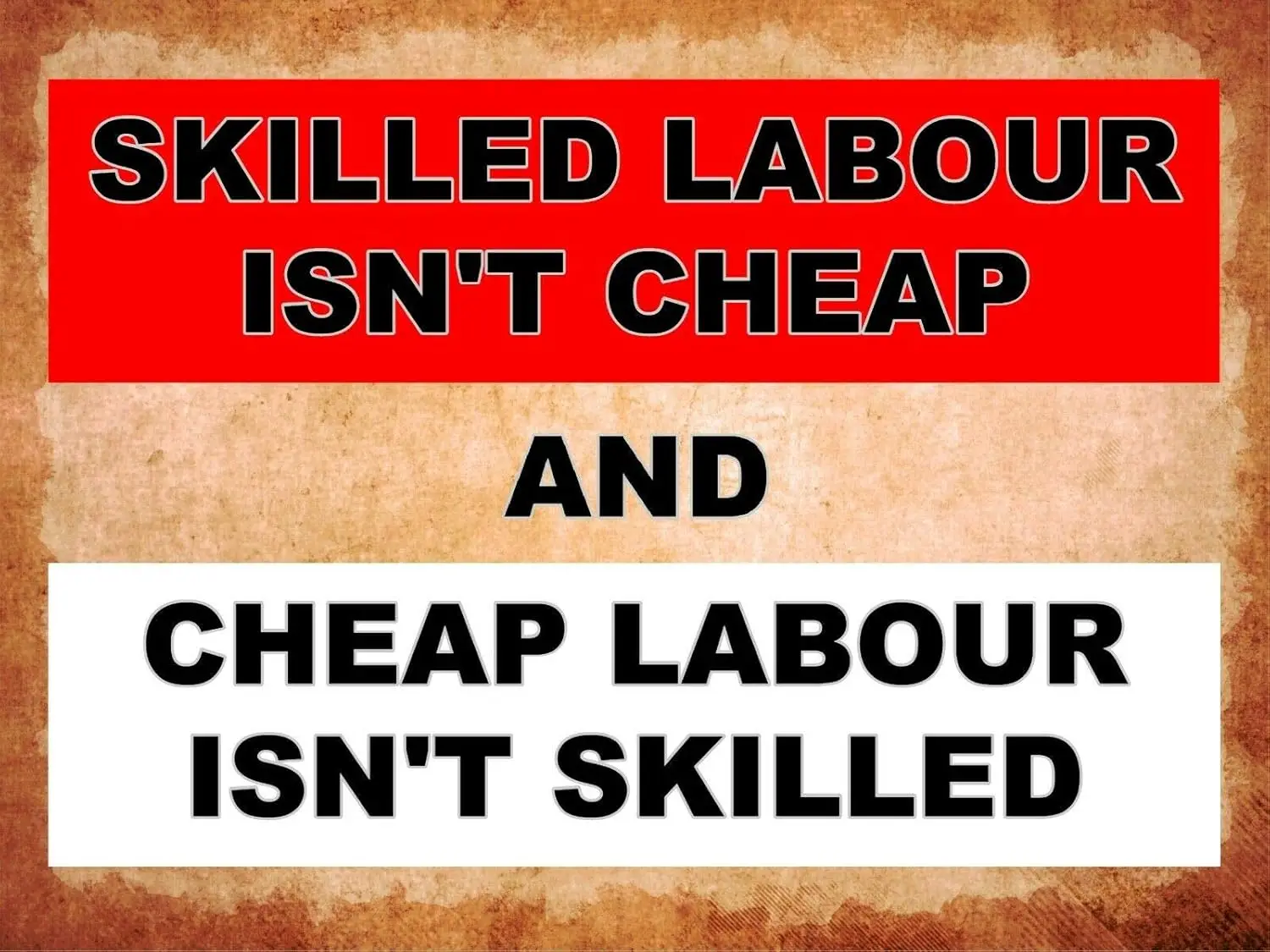 Skilled Labour Isn't Cheap Garage Mechanic Workshop Metal Sign Tin Plaque