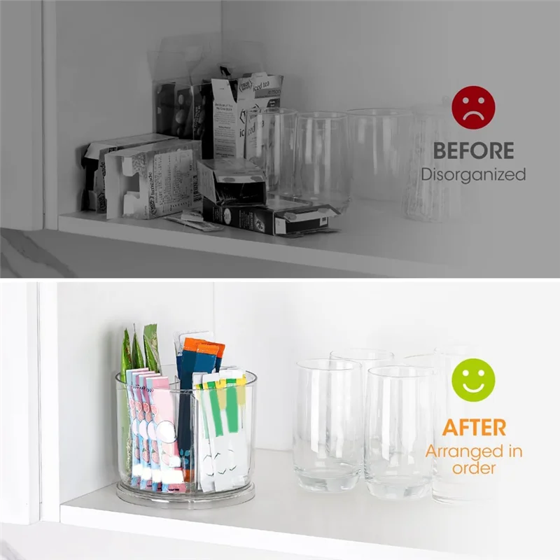 ABAE-Lazy Turntable Powdered Drink Mix Holder, Acrylic Water Packets, 360° Rotation Drink Packet Organizer Container