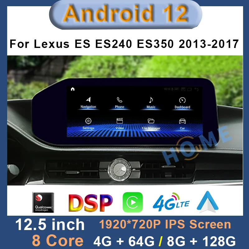 Qualcomm Android 12 Car Radio CarPlay For Lexus ES240 ES250 ES350 ES300h 2013 - 2017 ES Multimedia Video Player Autoradio Stereo