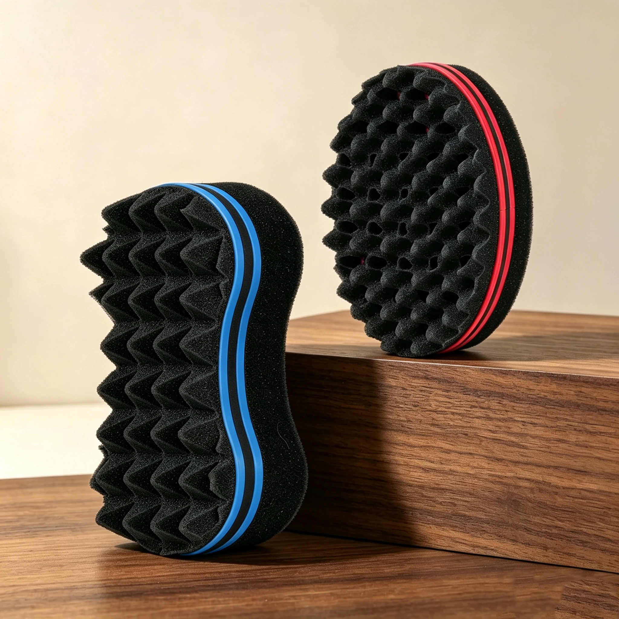 2-Piece Hair Twisting Sponge Set Double-sided Textured Sponge For Afro Curls Twist Dreadlocks Salon Hair Styling Tools