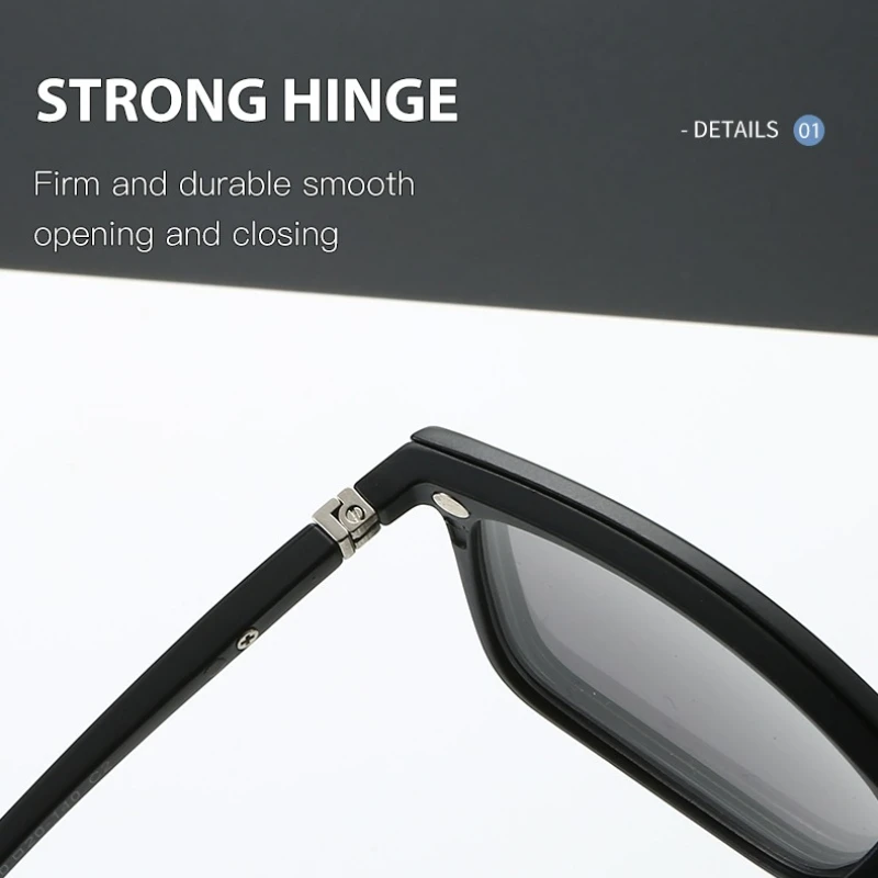 KUNKKA 2249A Classic Magnet Clip on Sunglasses Square Women Polarized Gray TR90 Frame Custom Prescription Male Myopia Glasses