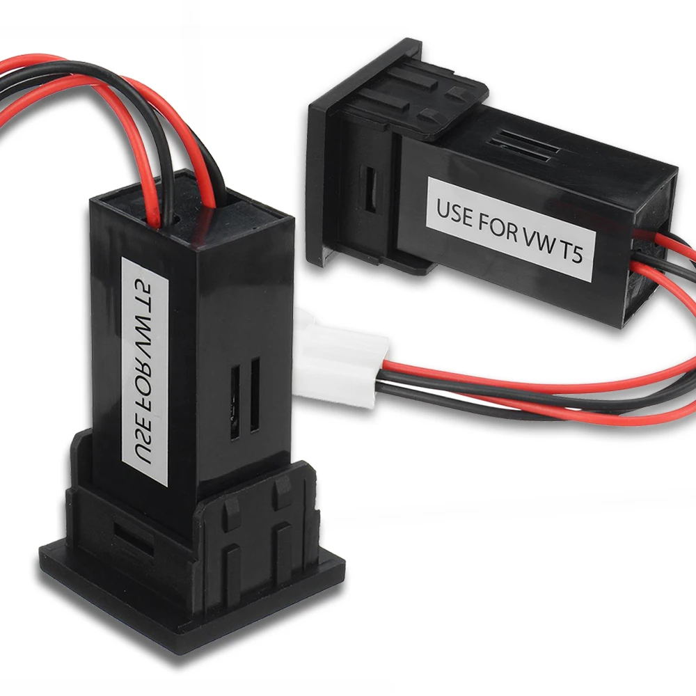Car USB Charger Dual Socket For Volkswagen Voor VW T5 Transporter 2003-2009 USB Interfaces Connector Auto Charging Parts