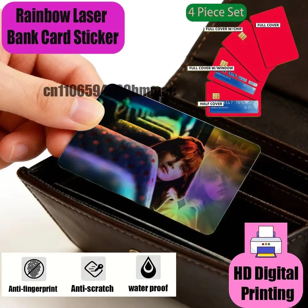 ID Access Card Cover Skin Rainbow Color Laser Stickers Film For Sadie Sink Credit Bank Sticker