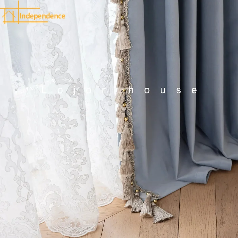 French Embroidered Window Screen White Embroidered Screen Living Room Bedroom French Window Balcony Customized Products