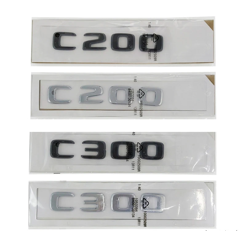 

3D ABS Black Chrome Car Letters Rear Trunk Badge For Mercedes Benz C200 C300 W204 W205 Sticker Emblem Logo Accessories