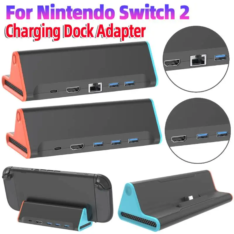 For NS2 TV Dock Station with Type C/USB Port Portable 4K TV Dock Adapter HD Game Console Charging Stand HDMI Docking Station