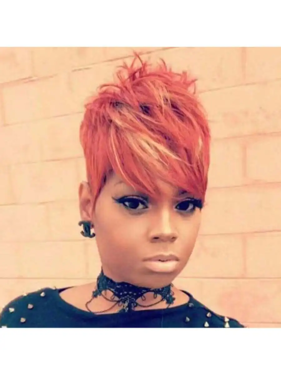 

Short Red Pixie Cut Wig Short Wigs For Women Short Pixie Layered Full Machine Made Wigs Glueless Wig Synthetic Red Color Wigs