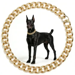 ABS Gold Dog Chain For Small Large Dogs Lightweight Cuban Dog Collar Plastic Necklace for Cat French Bulldog Pet Accessories