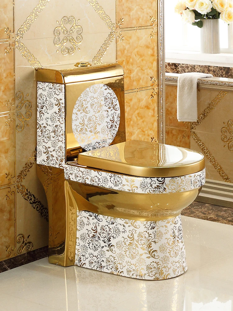 

Color toilet water-saving silent siphon super-swirl toilet gold European toilet